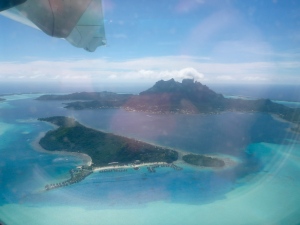 Aerial view of Bora Bora from plane